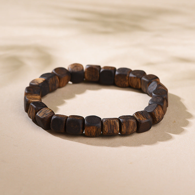 Natural Hainan Qi Nan Agarwood Square Bead Bracelet