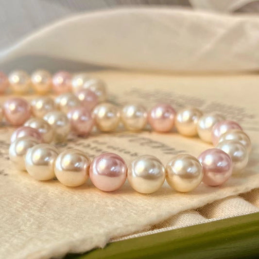 Vintage High Quality Faux Pearl Bracelet Warm Color Maillard Style Imitation Pearl Bracelet