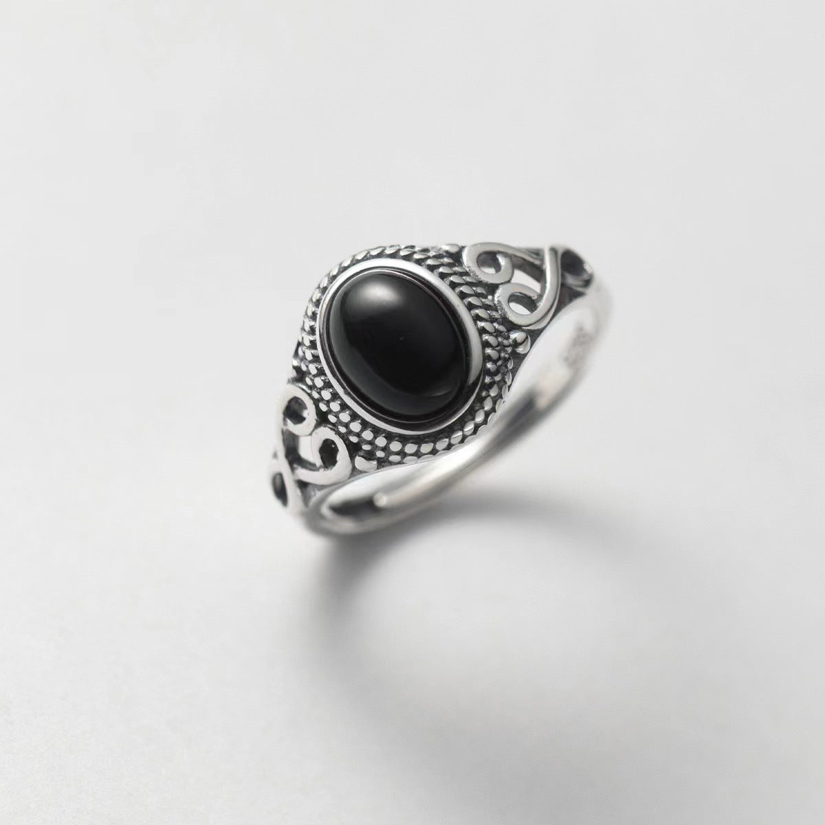 Vintage S925 Sterling Silver Ring with Agate & Turquoise – Adjustable Open Design for Women
