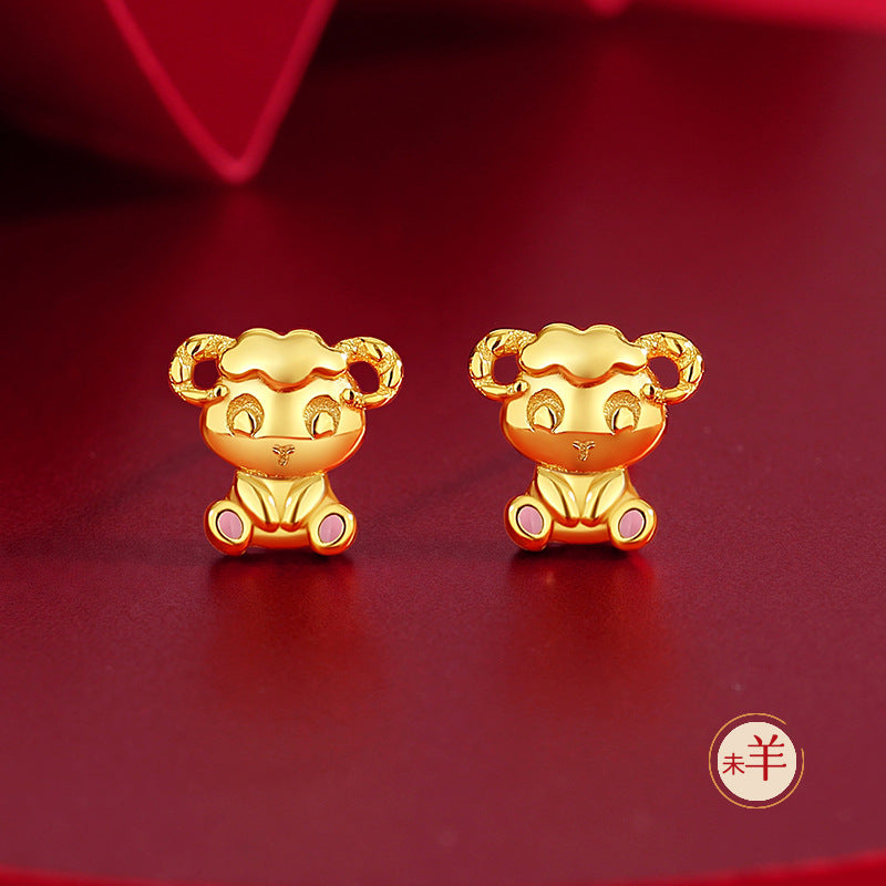 Women’s S925 Silver Chinese 12 Zodiac Earrings, Year of the Horse Lucky Jewelry