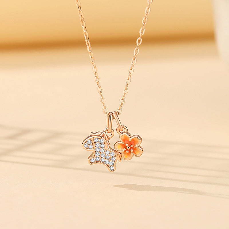 Women’s S925 Sterling Silver Year of the Horse Necklace – Zodiac Birth Year Jewelry