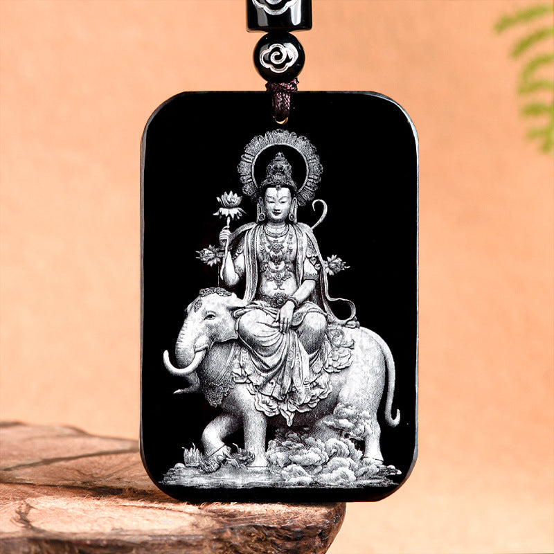 Natural Aged Black Jadeite Pendant – Eight Guardian Birth Buddhas Zodiac Statue, Unisex, Customizable Design