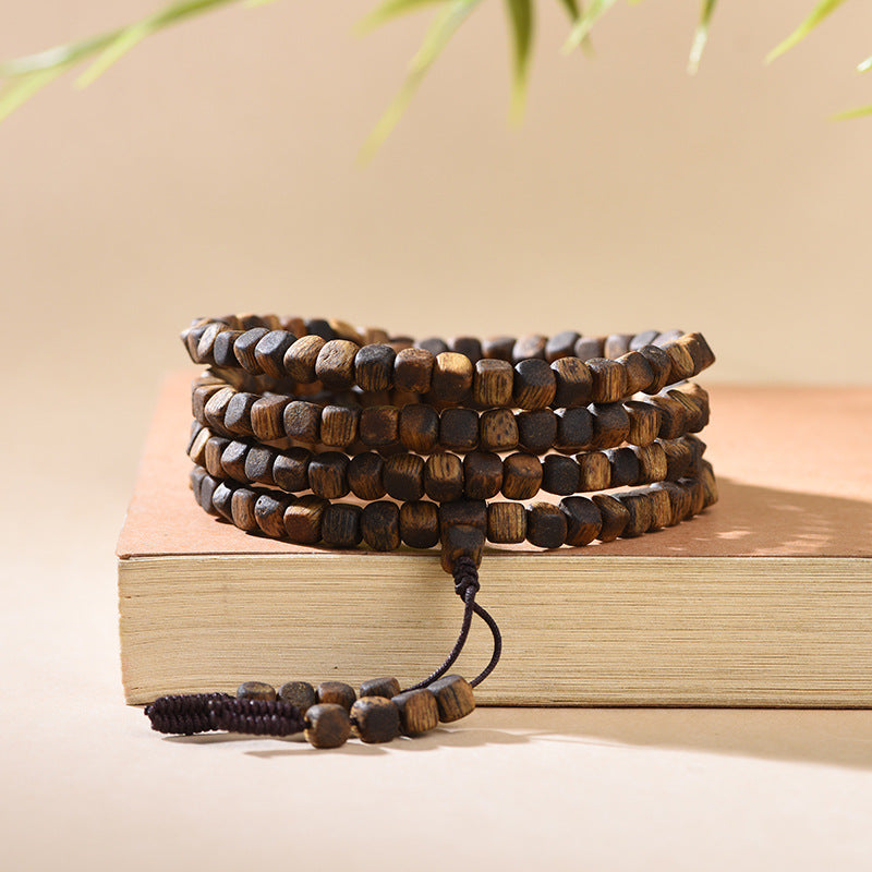 Natural Hainan Qi Nan Agarwood Square Bead Bracelet