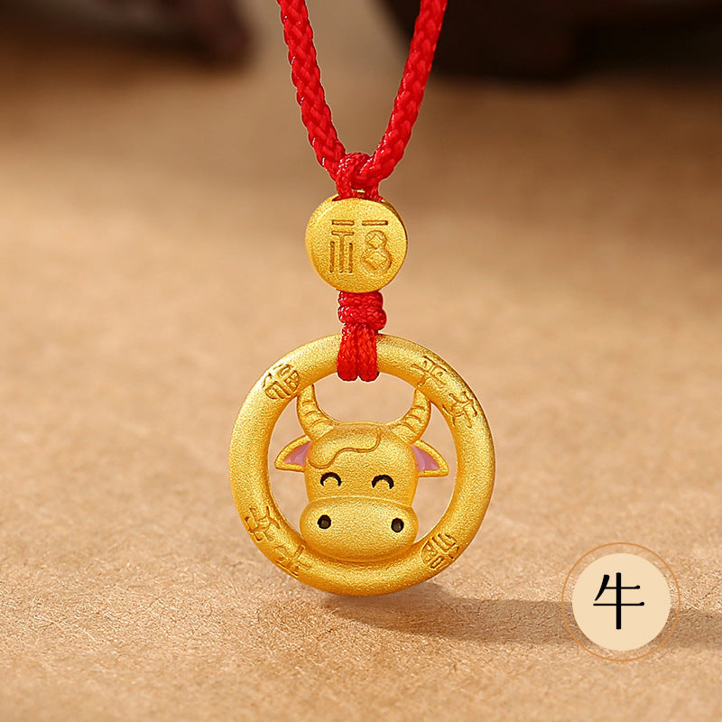 Year of the Horse Chinese Zodiac Red String Necklace – Handwoven Luck Amulet