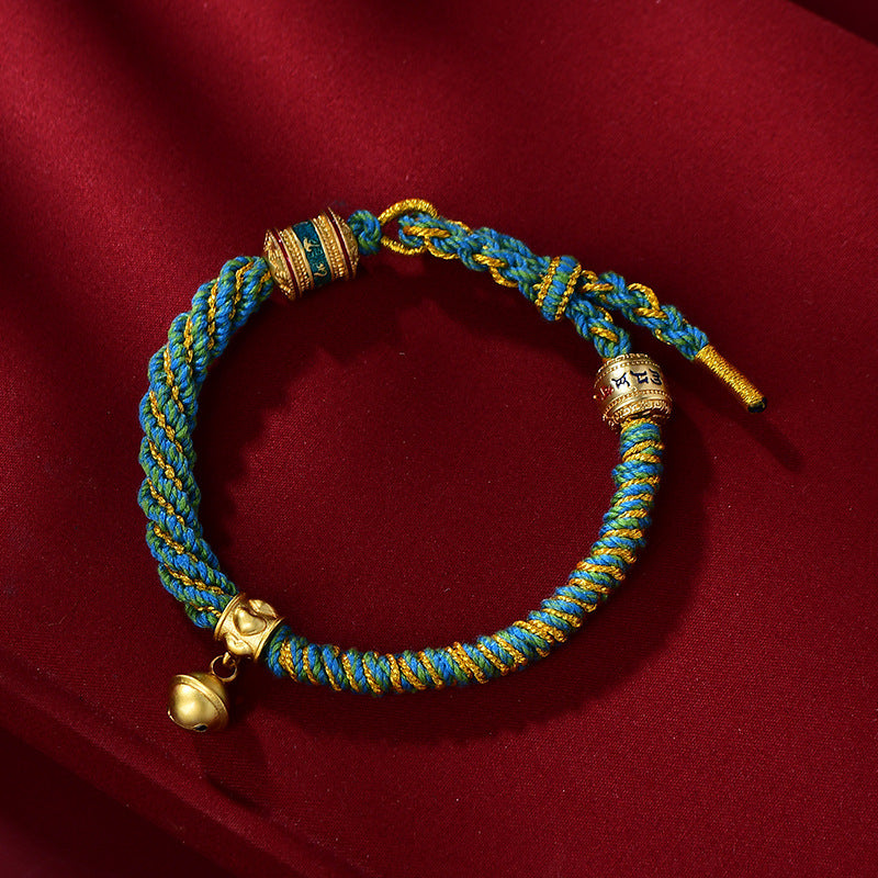 New Braided Tibetan Handwoven Bell Charm Bracelet for Protection