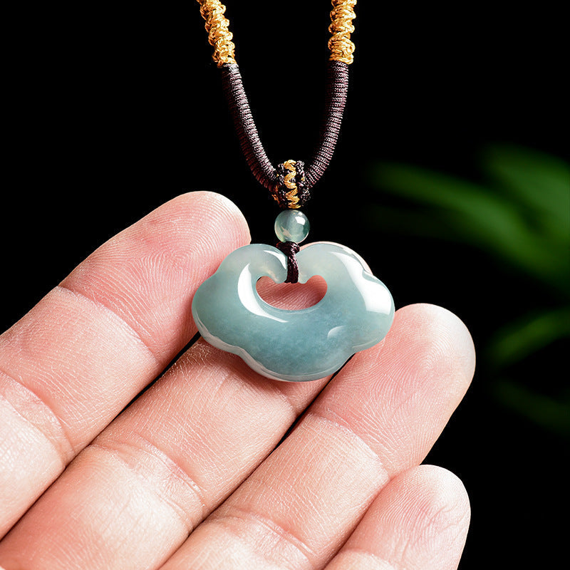 Natural Ice Blue Jadeite Ruyi Pendant – Genuine A-Grade Blue Water Jade for Protection, Blessings & Good Fortune