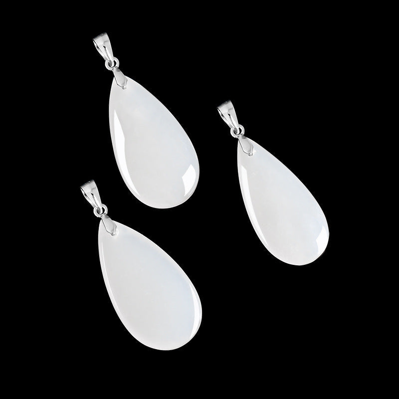Natural Hetian White Jade Teardrop Pendant – Elegant Minimalist Jade Jewelry for Women