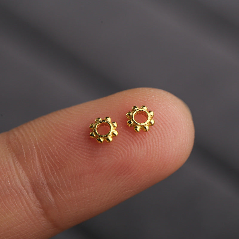 S925 Silver, Spacer Gasket Silver-plated Ancient Gold DIY Bracelet Bead Snowflake Sheet Gear Spacer Jewelry Accessories
