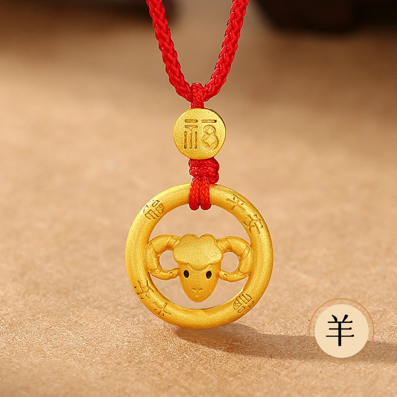 Year of the Horse Chinese Zodiac Red String Necklace – Handwoven Luck Amulet