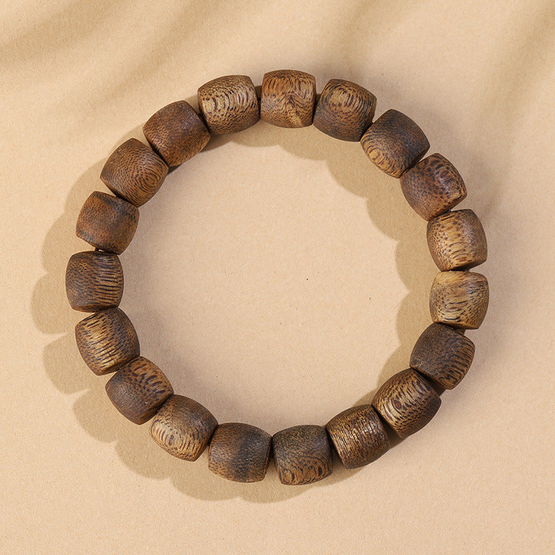 Natural Old Material Hainan Agarwood High-Oil Barrel Bead Bracelet