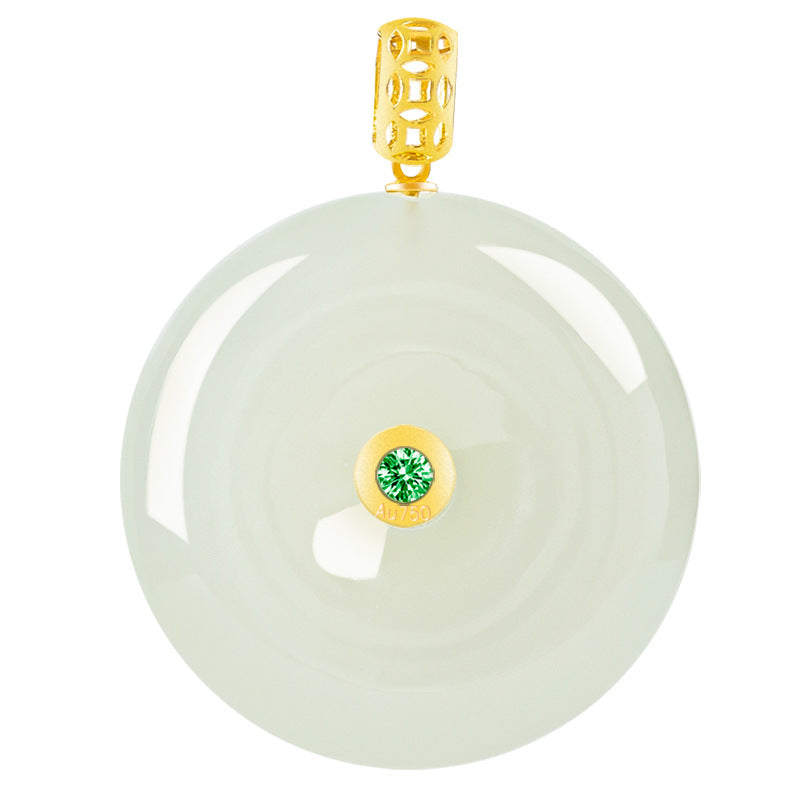 Natural Hetian White Jade Peace Circle Pendant-Symbol of Peace and Protection