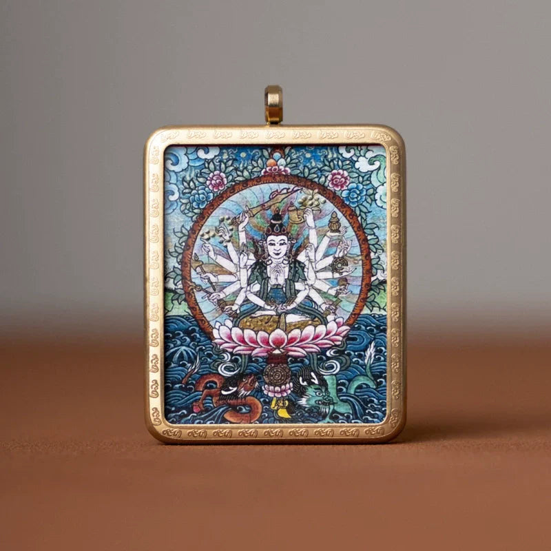 Tibetan Thangka  Amulet Talisman Pendant Necklace (35mm*45mm)
