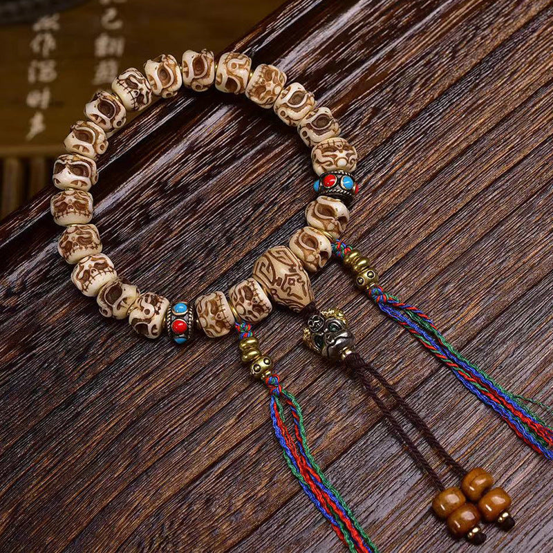 Tibet Bone Bracelet Double-sided Engraved Dapeng Bird Men's Bracelet
