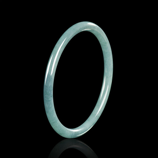 Natural Blue Water Jadeite Bangle for Women – A-Grade Jade, Elegant Round Bracelet