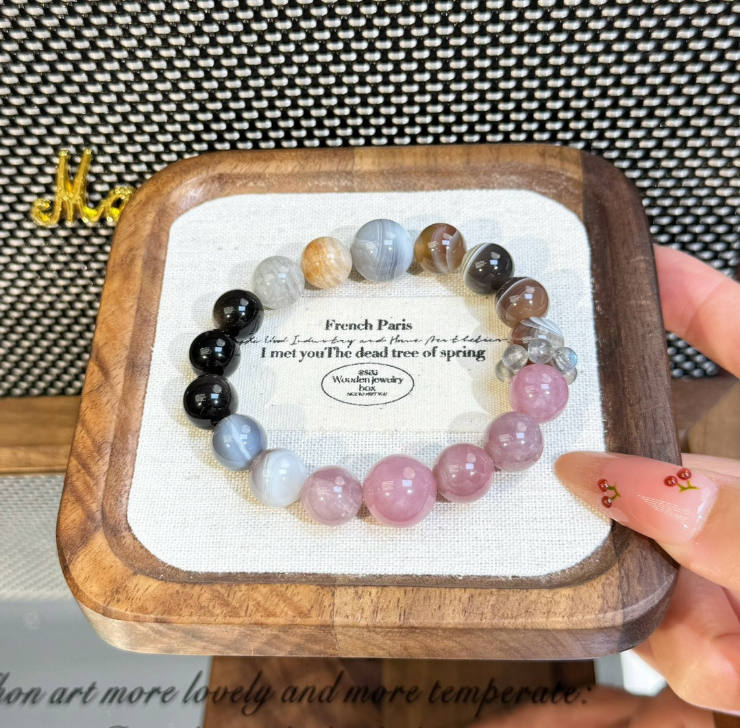 [Lady Rocky] Nezha Series Bracelet – Pink Agate & Thousand Layer Phantom Bracelet for Women