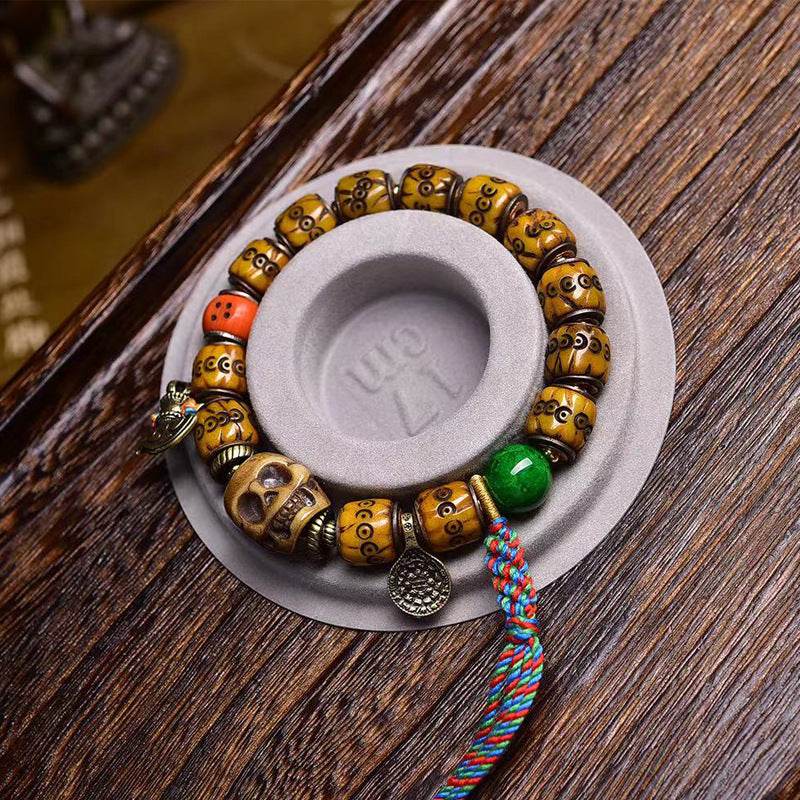 Tibetan Hand-Carved Yak Bone Bracelet – Unique Spiritual Tibetan-Style Bracelet
