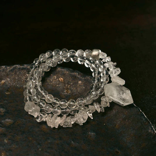 Multi-Layer Clear Quartz Wrap Bracelet Calm & Clarity Jewelry for Women
