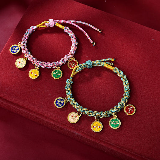 Tibetan Five Wealth Gods Colorful Handmade Braided Bracelet for Abundance