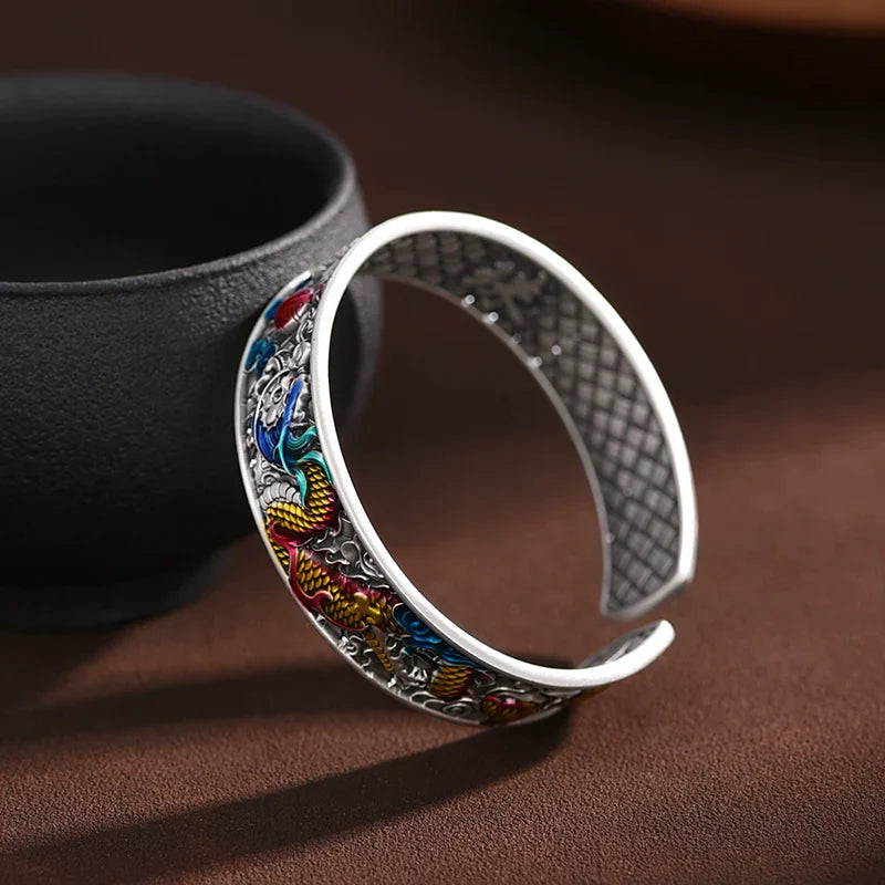 Buddha3bodhi Pure Silver Enamel Zodiac Dragon Bangle