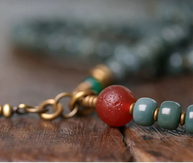 Vintage Multi-Layer Bodhi Seed & Dzi Bead Bracelet Buddhist Mala Jewelry for Men & Women