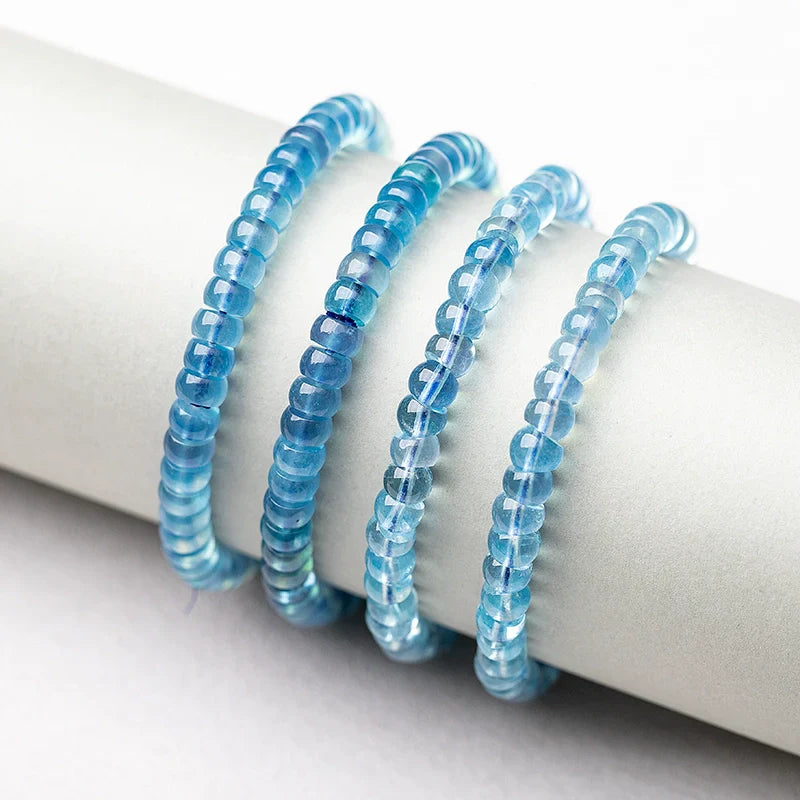 Natural Deep Blue Sapphire Straight-Cut Thin Slice Bracelet