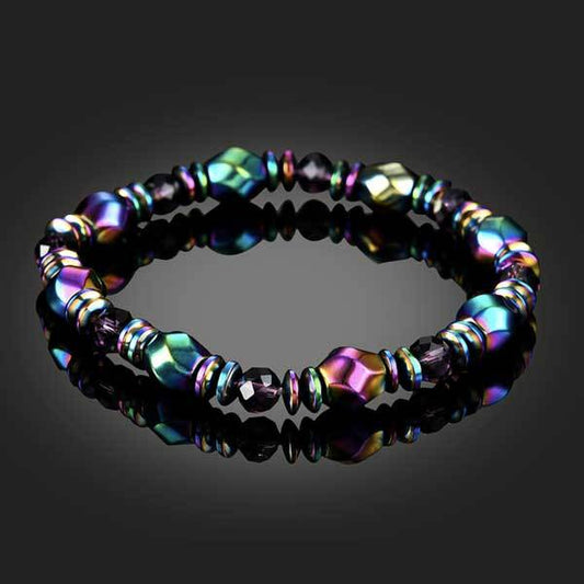 Buddha & Karma Rainbow Magnetic Hematite Wellness Bracelet