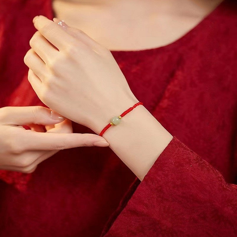 Buddha & Karma Red String Hetian Jade Stone Bracelet