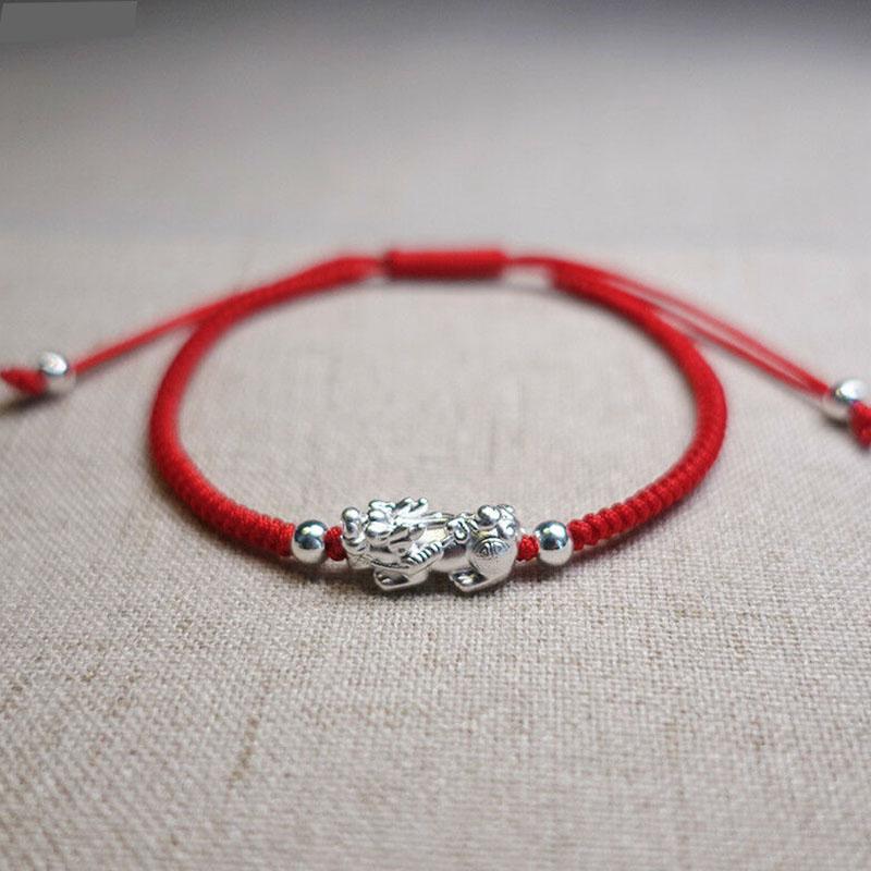 Buddha & Karma Red String Silver Pixiu Bracelet - Attract Windfall Luck