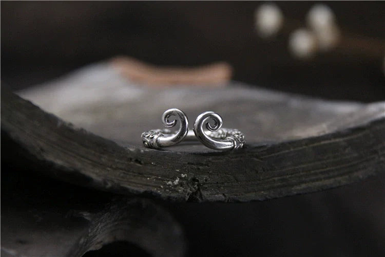 S925 Retro Thai Silver Ring Sun Wukong Tightening Spell Open Finger Ring for Men