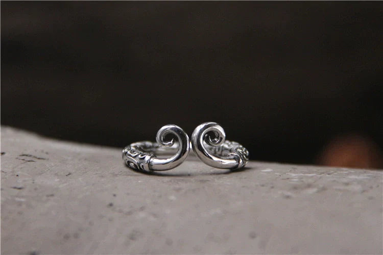 S925 Retro Thai Silver Ring Sun Wukong Tightening Spell Open Finger Ring for Men