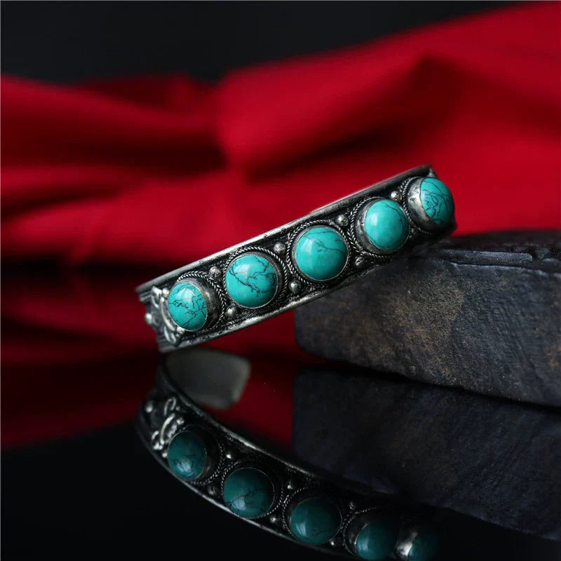 Buddha3bodhi Nepalese Handcrafted Turquoise Inlaid Bangle
