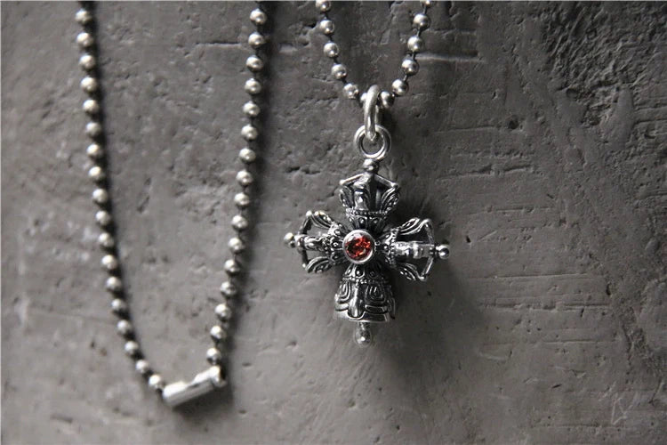 S925 Sterling Silver Thai Silver Vajra Pestle Pendant for Men and Women