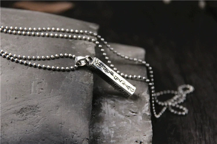 S925 Sterling Silver Sanskrit Six Character Mantra Pendant
