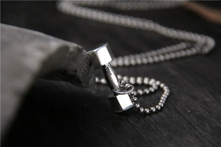 925 Sterling Silver Dumbbell Pendant