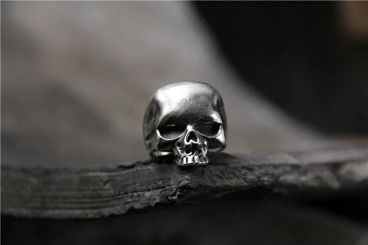 Adjustable S925 Sterling Silver Vintage Skull Ring for Men