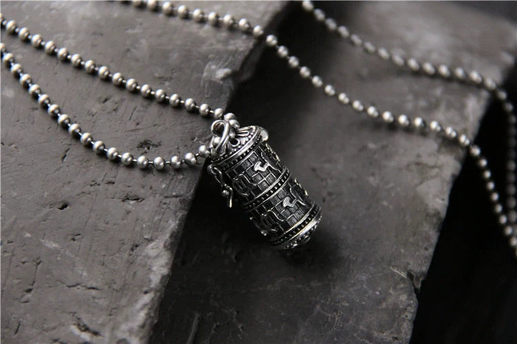 S925 Sterling Silver Retro Pendant Six-character Mantra Gawu Box Pendant