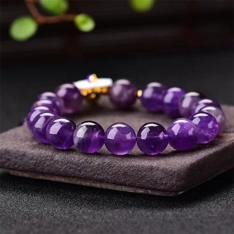 Wear FengShui Natural Amethyst Crystal Flower Spiritual Healing Bracelet