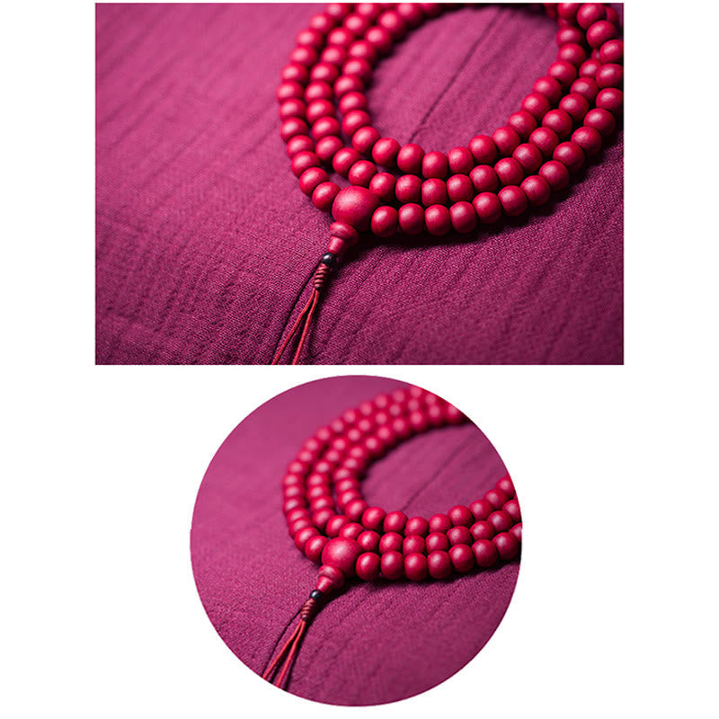 Wear FengShui 108 Mala Beads Natural Abelia Biflora Wood Protection Bracelet