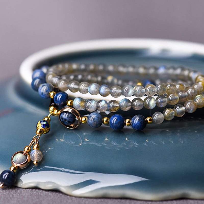 Wear FengShui Moonstone Lazurite Calm Healing Positive Bracelet