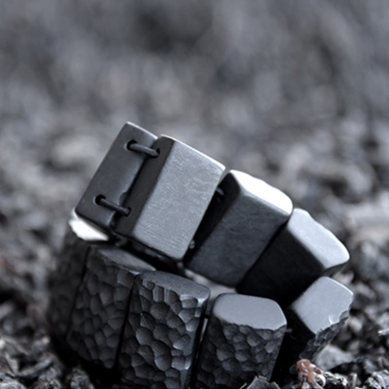 Wear FengShui Vintage Ebony Wood Texture Peace Couple Bracelet