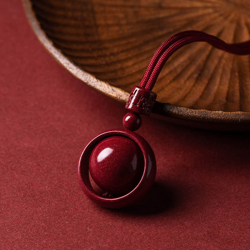 Wear FengShui Cinnabar Om Mani Padme Hum PiXiu Blessing Lucky Bead Necklace Pendant