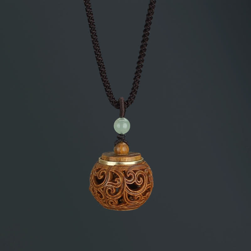 Wear FengShui Tibet Green Sandalwood Rosewood Om Mani Padme Hum Lotus Positive Soothing Necklace Pendant