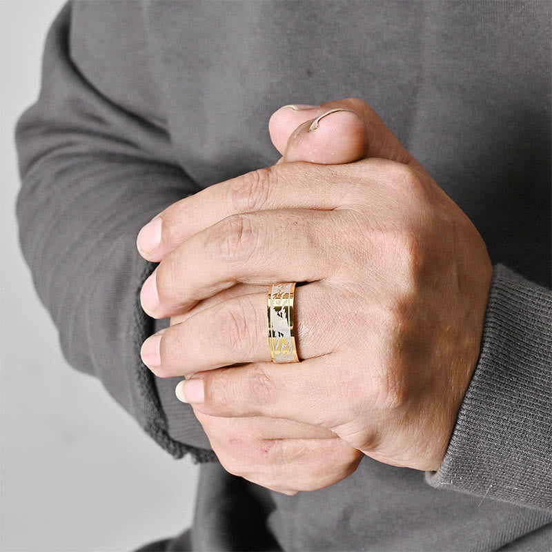 Wear FengShui Dragon Carved Protection Strength Titanium Steel Ring