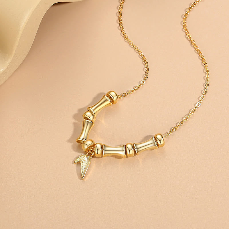 Wear FengShui Golden Bamboo Pattern Titanium Steel Wealth Necklace Pendant