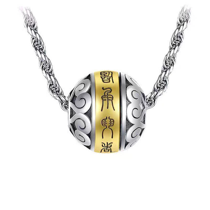 Wear FengShui Taoist Nine-Character Mantra Engraved Amulet Balance Necklace Rotatable Pendant