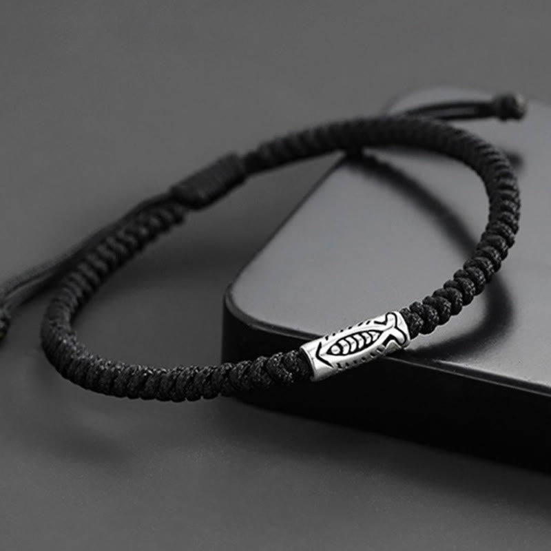 Wear FengShui Tibet Koi Fish Wealth Black String Bracelet