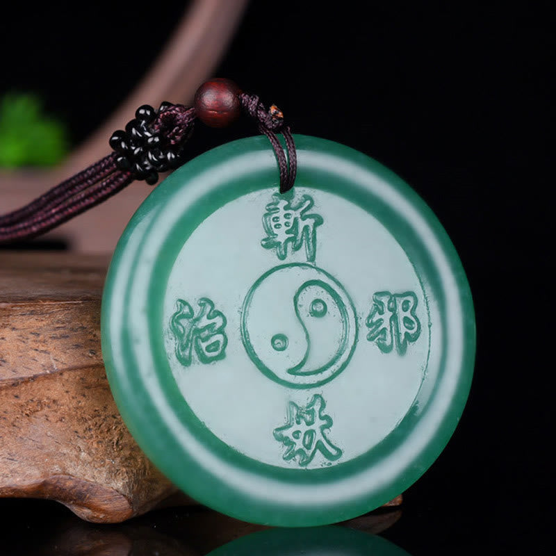 Wear FengShui Green Aventurine Yin Yang Balance Necklace Pendant