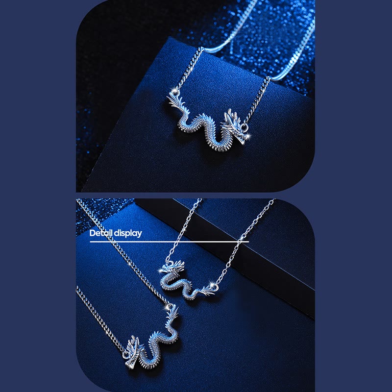 Wear FengShui 925 Sterling Silver Year Of The Dragon Auspicious Dragon Protection Chain Necklace Pendant