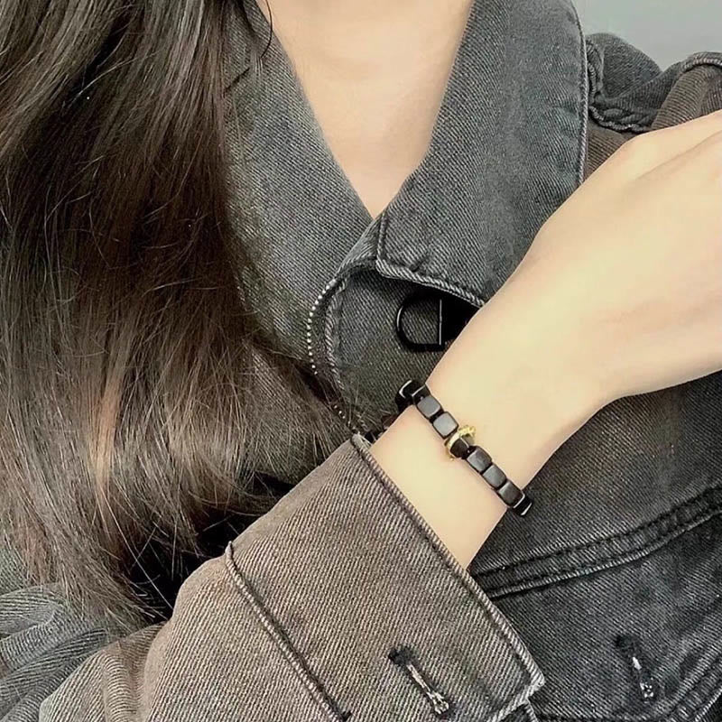 Wear FengShui Tibetan Ebony Wood Square Beads Peace Calm Bracelet