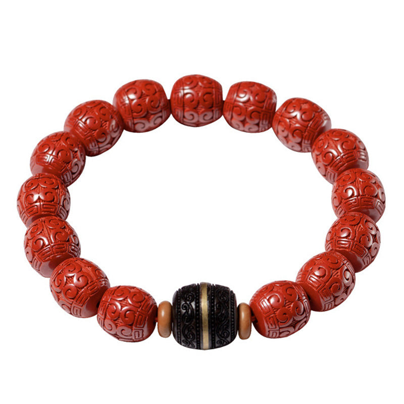 Wear FengShui Natural Cinnabar Ebony Calm Blessing Bracelet